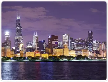 Takaró Kényelem Meleg, Puha Plüss Dobja a Kanapén Chicago Skyline Városkép Illinois Nightime