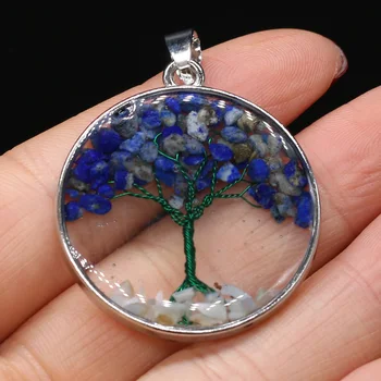 Természetes Kő Lapis lazuli Medálok Reiki Gyógyítani Fa az Élet Varázsa Ékszerek Készítése DIY Trendi Nyaklánc, Karkötő Kiegészítők