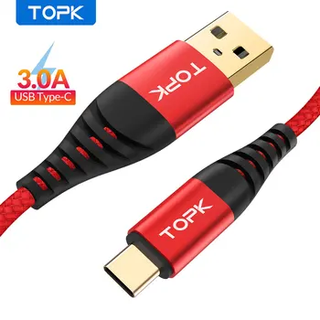 TOPK 3A Quick Charge USB-C Típusú Kábel Xiaom Redmi Megjegyzés 7 Gyors Töltés Típus-C Kábel Samsung S9 S10 Plusz Mobil Töltés