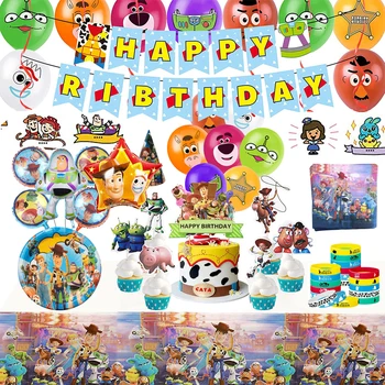 Toy Story Születésnapi Party Kellékek Meghatározott Szülinapi Lufi Dekoráció, Parti Kellékek Banner Lemezek Fólia Léggömb Gyerekeknek Fél