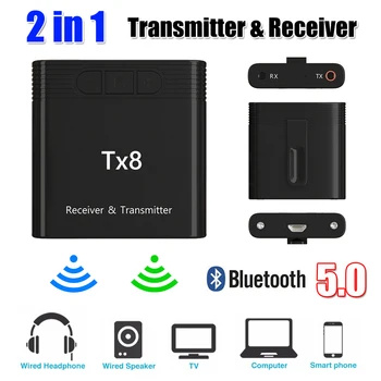 TX8 5.0 Bluetooth Vevő Adó A hangerőszabályzó Gombot 2 az 1-ben Vezeték nélküli Audio Adapter 3,5 MM-es AUX Autó TV PC