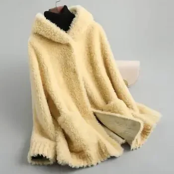 Télen A Nők Magas Minőségű Bundát Luxus Gyapjú Kabát Laza Hajtóka Kabát Vastag Meleg Plus Size Női Plüss Kabát X359