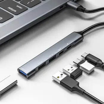 Típus c-Hub, USB C HUB 3.0/2.0 5 Multi Port Elosztó Adapter Lenovo Xiaomi Macbook Pro 13 15 Air Pro PC Számítógép Tartozékok