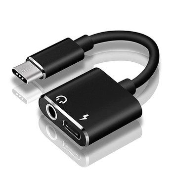 USB-C / C-Típusú 3,5 mm-es Aux + USB-C / C Típusú Fülhallgató Töltő Adapter Audio Kábel Mi 8 Lite A2 (L1130)(ezüst)