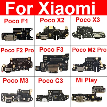 USB Chargng Dokk Csatlakozó Tábla Flex Kábel A Mikrofon A Xiaomi Mi Poco F1 F2 Pro Poco X3 X2 C3 Mi Játszani Javítás Alkatrész