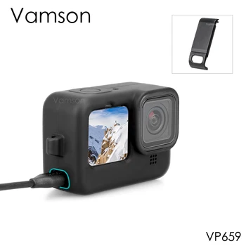 Vansom Újratölthető Fekete Akkumulátor Oldalon Fedezni GoPro 10 9 Sport Kamera Védő Kiegészítő GoPro Hero 10 9 VP659B