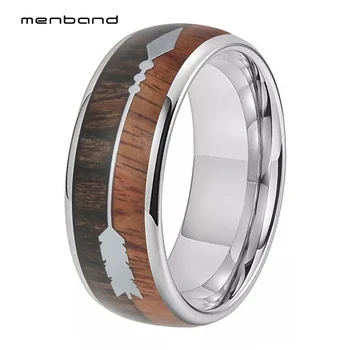 Volfrám-Karbid Gyűrű, Esküvői Zenekar, A Hím, mind a Nőstény, 2 Különböző Erdőben Nyíl Inlay 8 mm-es Comfort Fit