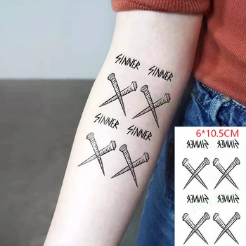 Vízálló Ideiglenes Tetoválás Matrica ins bűnös awl kors flash Art tattoo hamis tatto a Nők, Férfiak