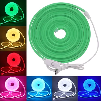 Vízálló Neon LED Szalag USB-Nagy Fényerejű DC5V Flexibilis LED Szalag 120LEDs/m Neon Fény Szalag Kültéri Fehér/Rózsaszín/Kék/Piros/Zöld