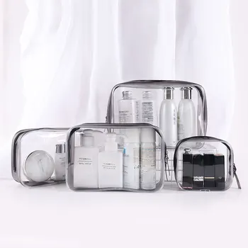 Vízálló, áttetsző fürdő kozmetikai táska női kozmetikai táska utazási cipzáras kozmetikai mossa tároló táska tartozik tároló táska