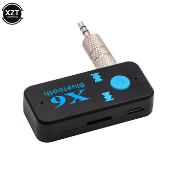 X6 Vezeték nélküli Bluetooth Vevő Adó Kihangosító, Adapter 3,5 mm-es csatlakozó MP3 Autó, Zene, Audio Aux A2DP Támogatás TF Kártya