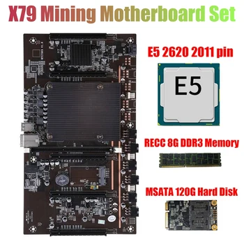 X79 H61 BTC Bányászati Alaplap E5-2620 2011-es CPU+RECC 8G DDR3 Memória+120G SSD Támogatás 3060 3080 Grafikus Kártya