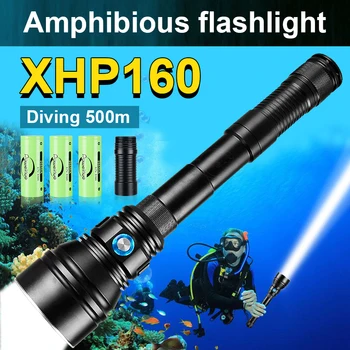 XHP160 Búvárkodás Zseblámpa LED Újratölthető Víz alatti Lámpa IPX8 Szakmai Vízálló Zseblámpa XHP90 Erős Búvárkodás Lámpás