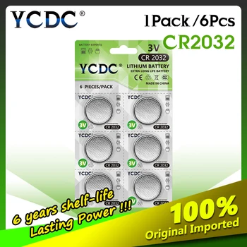 YCDC 1 kártya/ 6db PKCELL Volta CR2032 3V Lítium gombelem BR2032 DL2032 ECR2032 CR 2032 Lítium