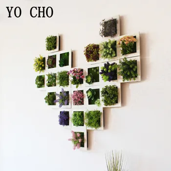 YO CHO művirágok Szukkulens Növény Keret 3D-s Cserélhető Ártalmatlan Wall Art Keret Nappali lakodalom lakberendezés Növények