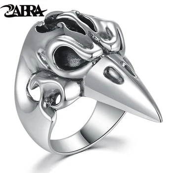 ZABRA Valódi 925 Sterling Ezüst Nagy Gyűrűt A Férfiak Állat Sas Punk Rock Gótikus Gyűrűk Férfi Motoros Személyre szabott Ékszer