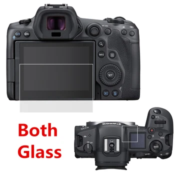 Öntapadó Edzett Üveg Fő LCD + Felső Info Váll Képernyő Védő Fedelet Őr Canon EOS R5 tükör nélküli Fényképezőgép