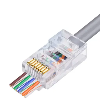 Új 100 Db CAT6 Hálózati Kábel Csatlakozó Magas Speedly Tiszta RJ-45/RJ-11 Moduláris Dugó Kompatibilitási Kör (UTP) Átállási Kábel