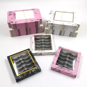 ÚJ 5pairs üres szempillák doboz 100/sok rózsaszín márvány lágy papír 10mm-25mm szempillák csomagolás