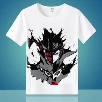 Új Anime Persona 5 T-shirt Cosplay p5 Joker Póló Játék Alkalmi Poliészter Férfi Tshirt Tees