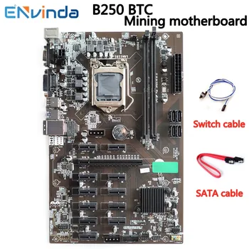 Új B250 BTC Bányászati Gép Alaplap 12 PCI-E16X Grafikon Kártya SODIMM LGA 1151 DDR4 SATA3.0 Támogató VGA-DVI-a Bányász Hajó