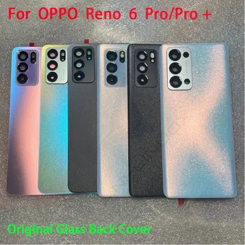 Új, Eredeti Edzett Üveg hátlap Az OPPO Reno 6 Pro / Pro+ Alkatrészek Vissza az akkumulátorfedelet Ajtó Ház + Fényképezőgép Váz