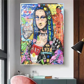Új Graffiti Művészet Mona Lisa Királynő Vászon Festmény Nyomtatás Híres Karakter a Pop Art Vászon Poszterek, Fali Fényképet ... a Szoba lakberendezés