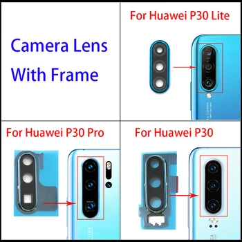 Új Hátsó Kamera Üveg objektívvédő A Keret Jogosultjának a Matrica A Huawei P30 / P30 Pro / P30 Lite Csere Alkatrészek
