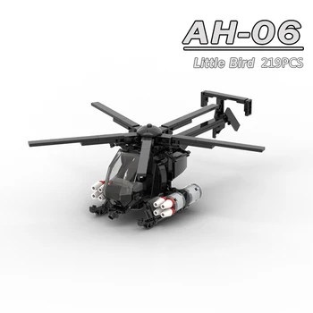 Új Teremtő Katonai Sorozat AH-06 Kis Brid helikopter Modell MOC építőkövei Repülőgép Tégla Játék Sík Modell a fiúk