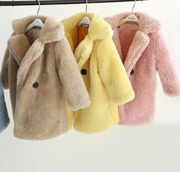 Új Téli Lányok Kabátok Nagy Gyermekek Bundát Utánzat Kasmír Nagy Részecskék Hajtóka Kabátban, a Gyerekek Téli Kabát CT103